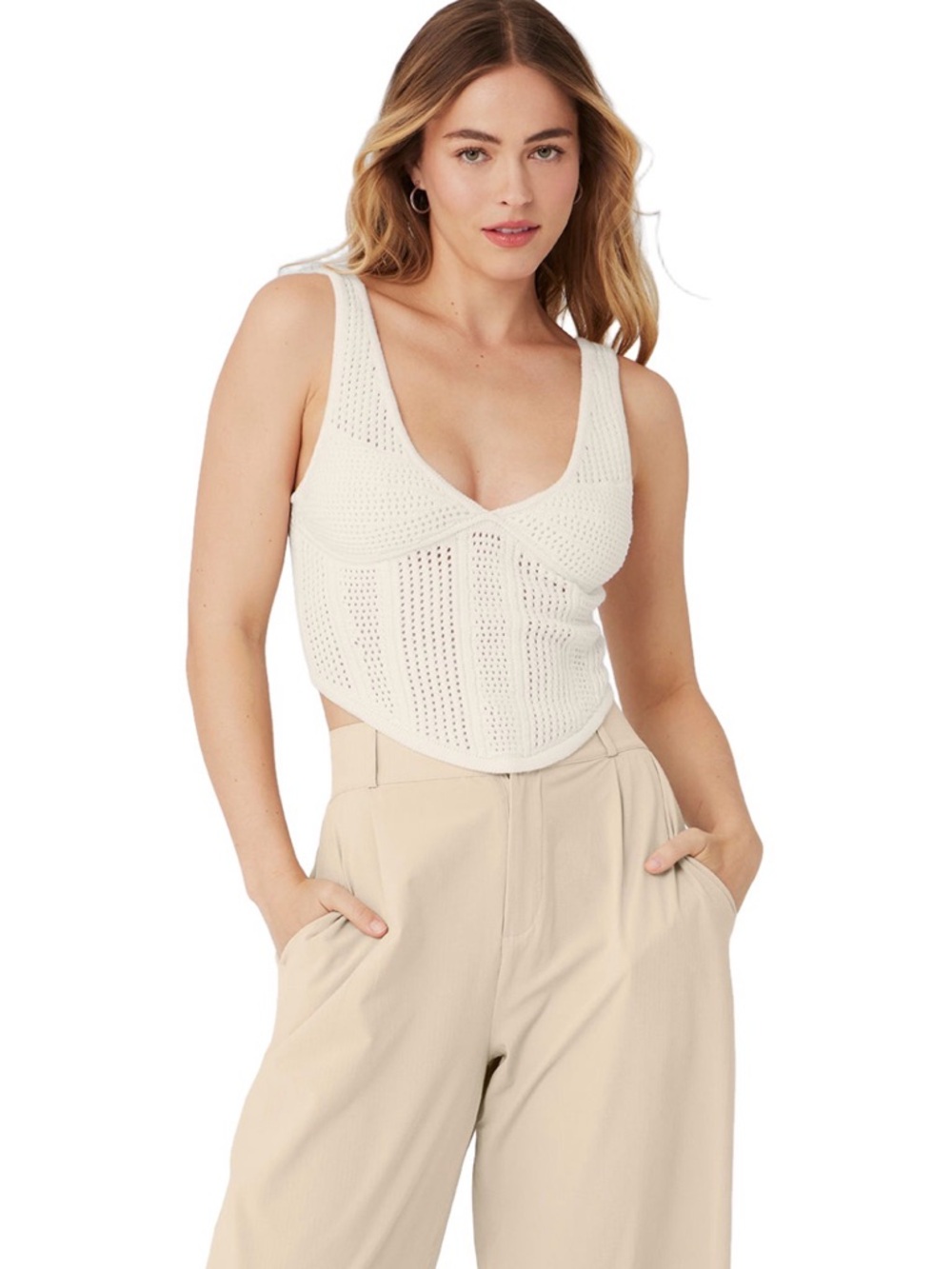 ALO Yoga Chase The Sun Corset Tank/Ivory